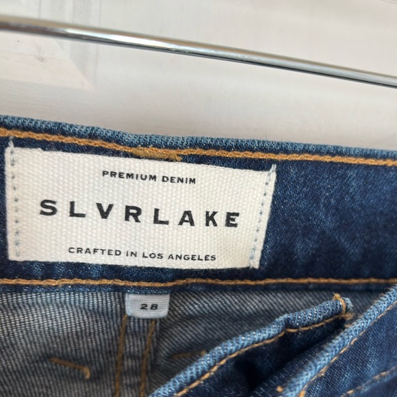 SLVRLAKE Grace wide leg Jeans in blue Western Hero Wash Raw Hem 28 - Picture 6 of 11